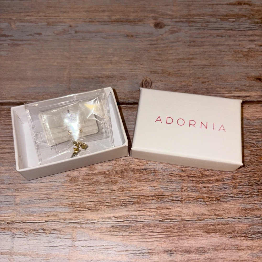Adornia Brass and Mother of Pearl Stud Earrings NIP - Picture 3 of 3